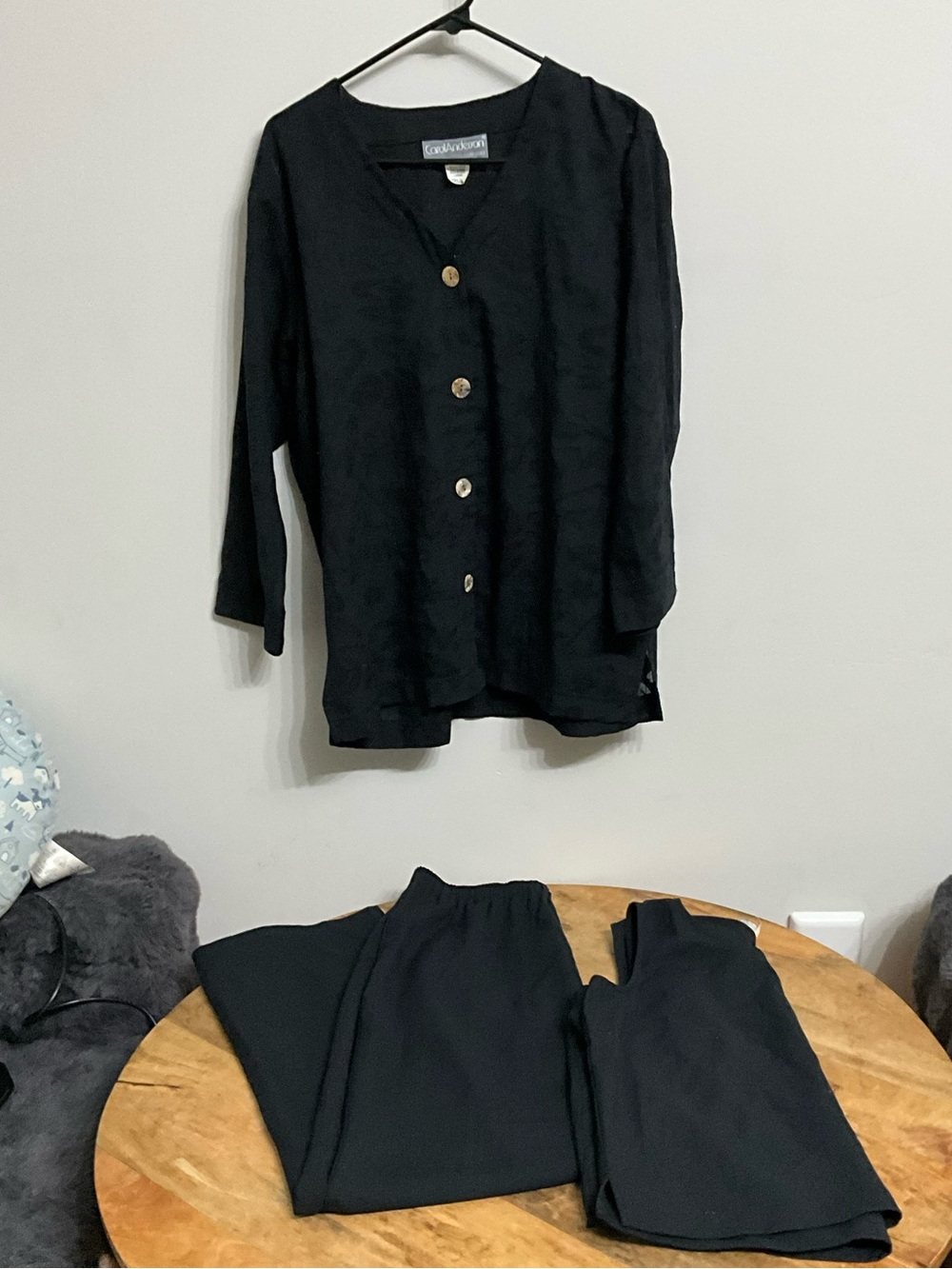 Black Button-Front Women's Jacket and Pants Set